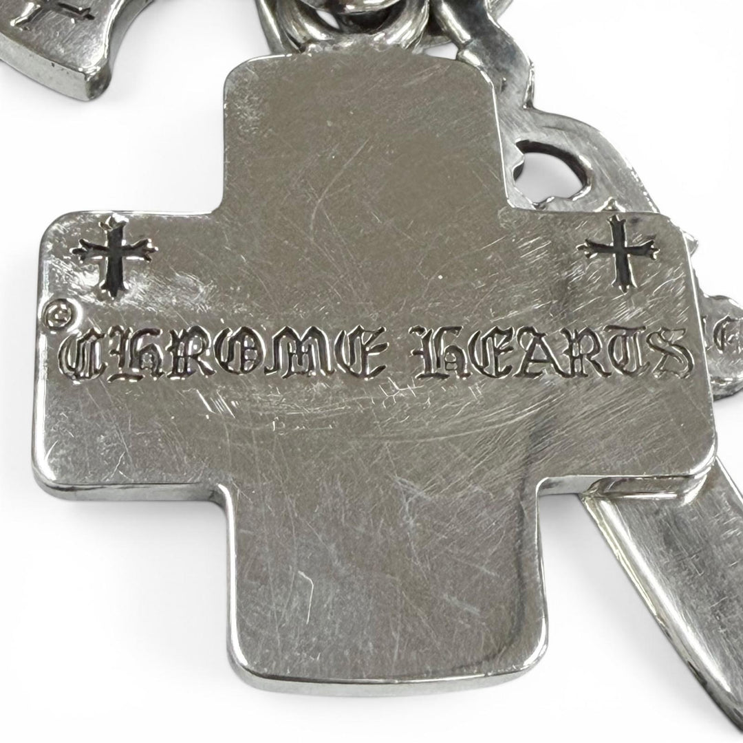 Great CHROME HEARTS Necklace Mid-cycle model Three Trinkets Leatherblade Scroll