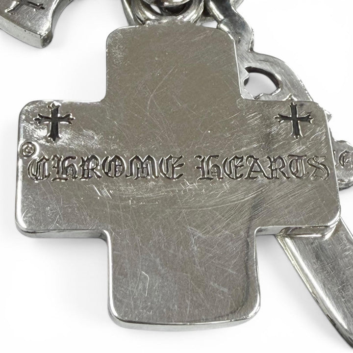 Great CHROME HEARTS Necklace Mid-cycle model Three Trinkets Leatherblade Scroll