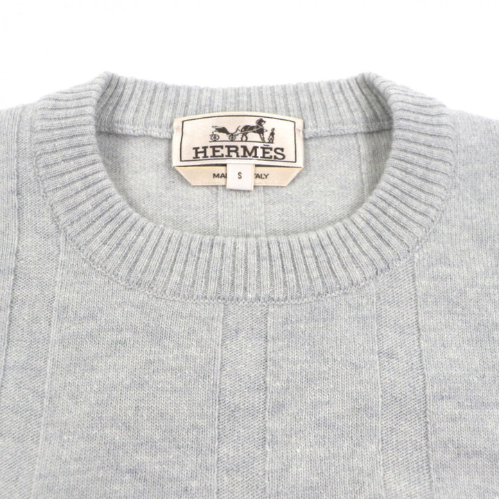 Excellent HERMES sweater crew neck pullover knit gray wool mens S 467210HA