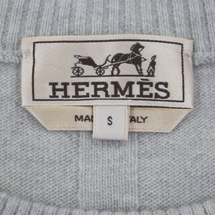 Excellent HERMES sweater crew neck pullover knit gray wool mens S 467210HA
