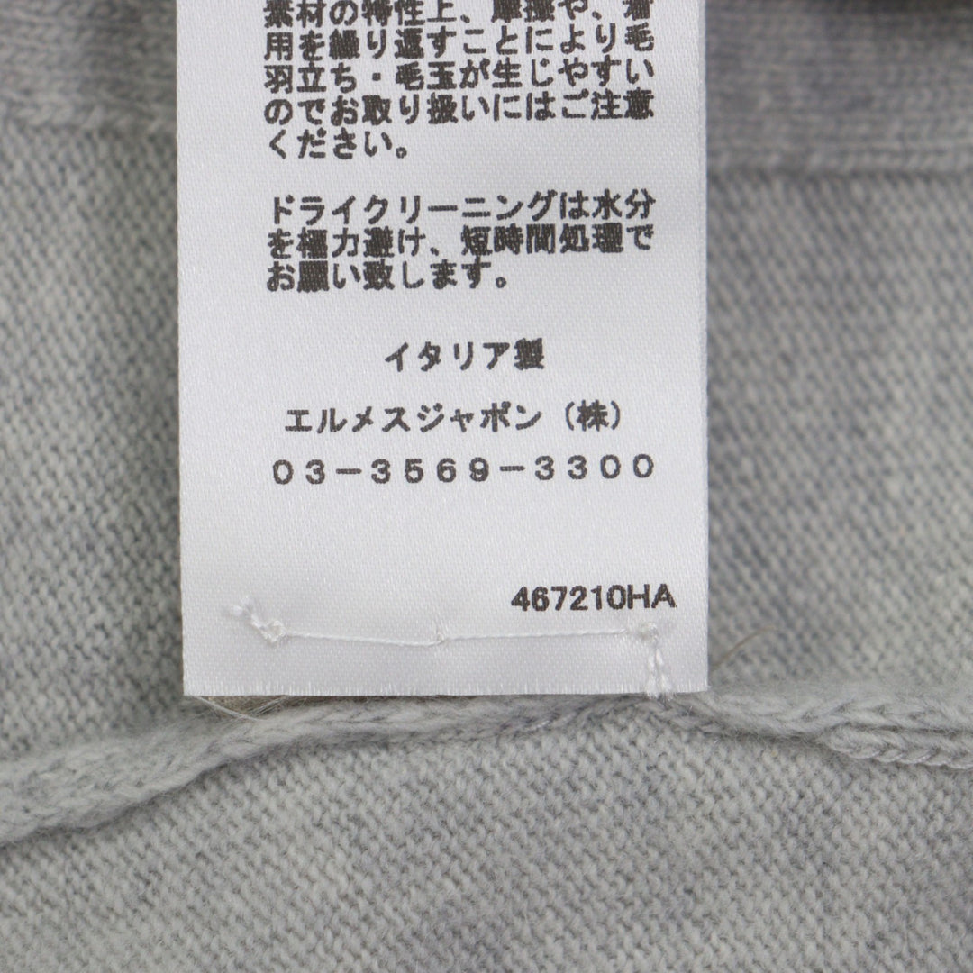 Excellent HERMES sweater crew neck pullover knit gray wool mens S 467210HA
