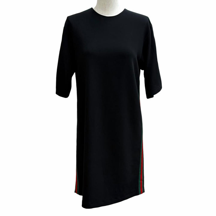 Great GUCCI one piece Sherry Line Short Sleeve black Rayon Women 38 528977