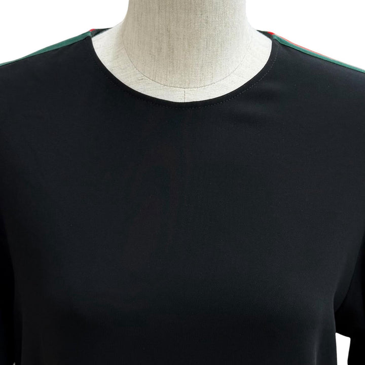 Great GUCCI one piece Sherry Line Short Sleeve black Rayon Women 38 528977
