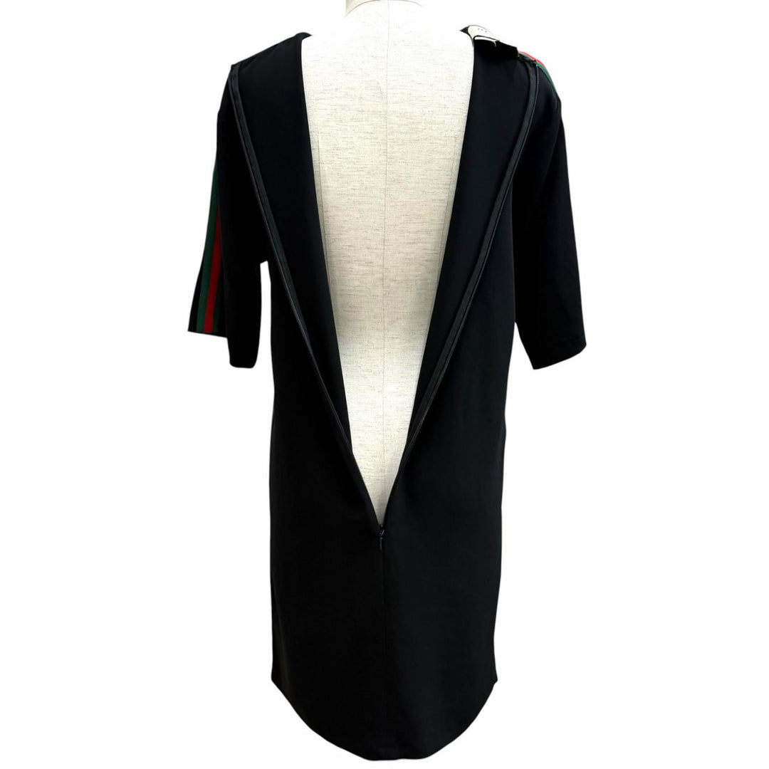 Great GUCCI one piece Sherry Line Short Sleeve black Rayon Women 38 528977