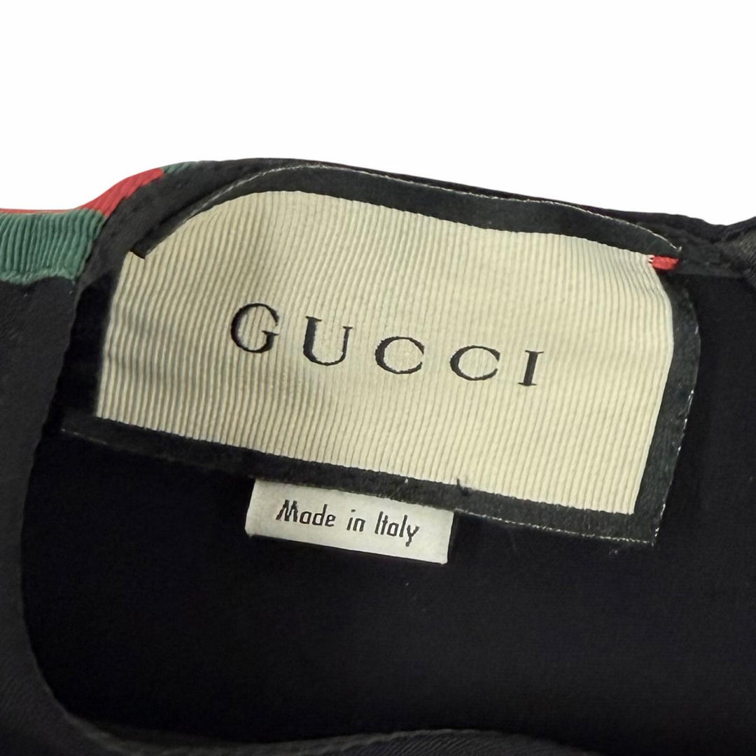Great GUCCI one piece Sherry Line Short Sleeve black Rayon Women 38 528977