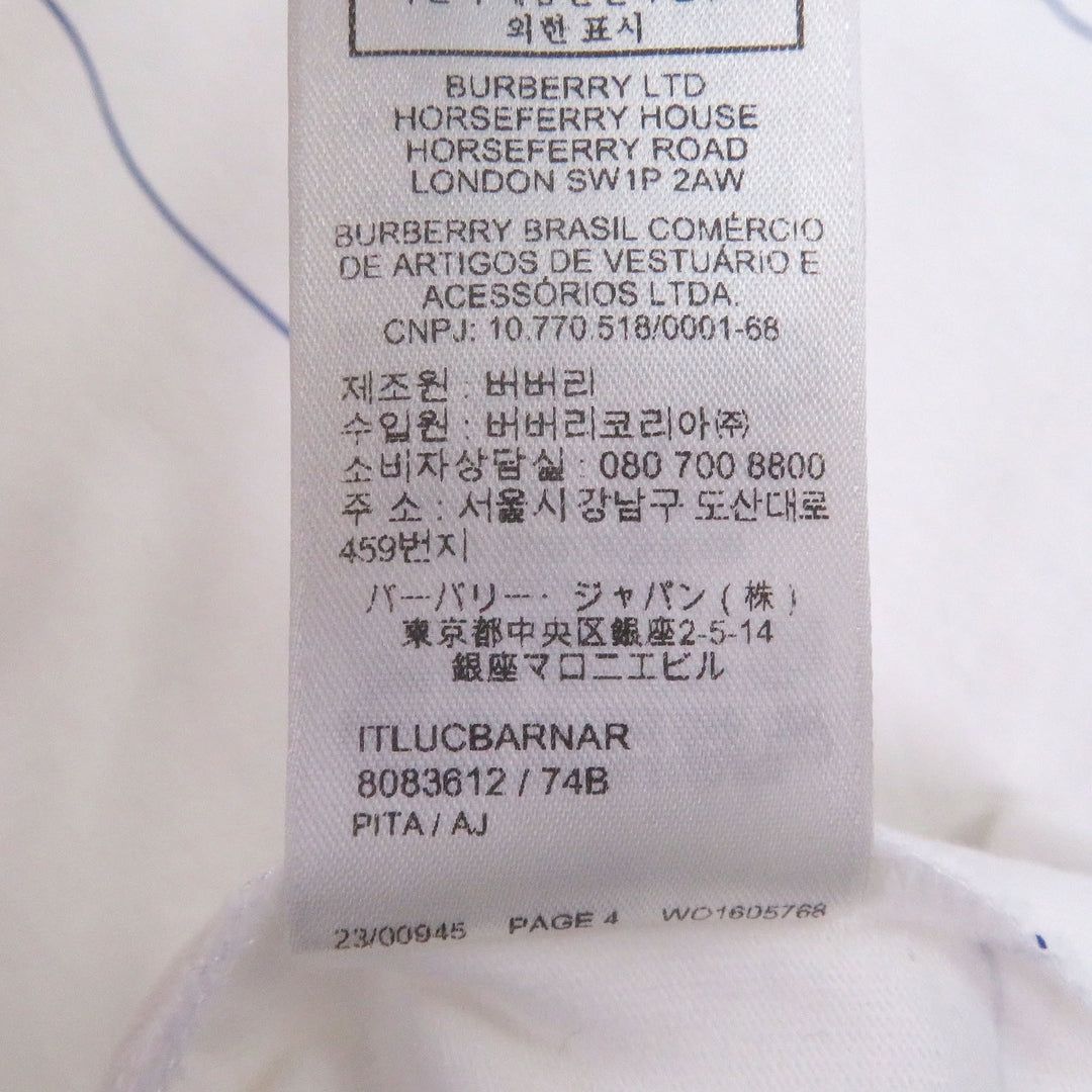 Excellent BURBERRY Short sleeve T-shirt Logo embroidery white