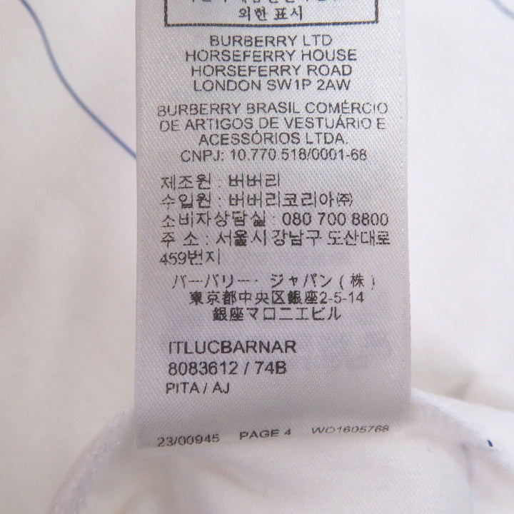 Excellent BURBERRY Short sleeve T-shirt Logo embroidery white