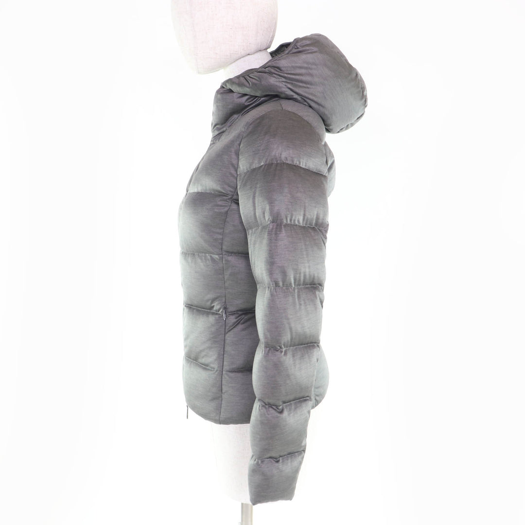Great MONCLER Down jacket JERSEY Hood logo zip gray polyester Women 220934599500