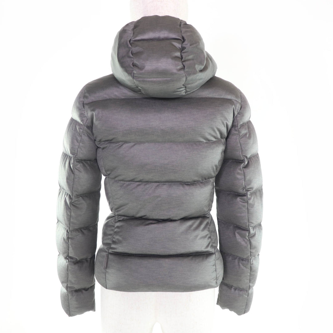Great MONCLER Down jacket JERSEY Hood logo zip gray polyester Women 220934599500