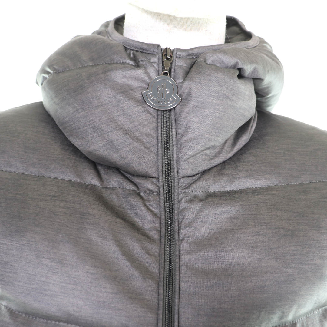 Great MONCLER Down jacket JERSEY Hood logo zip gray polyester Women 220934599500