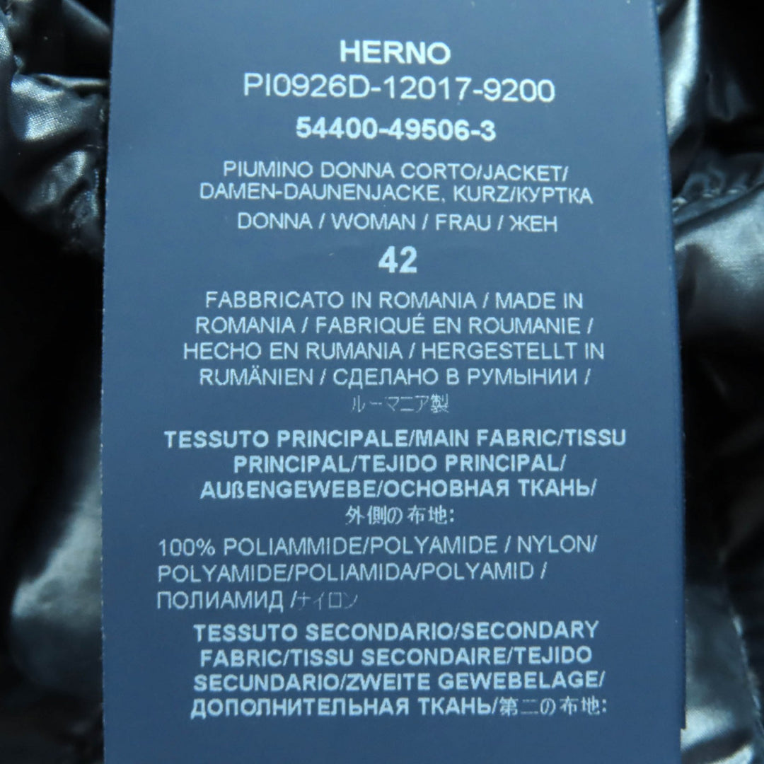 Excellent Herno Down jacket With logo Lightweight Navy Women 42 PI0926D-12017