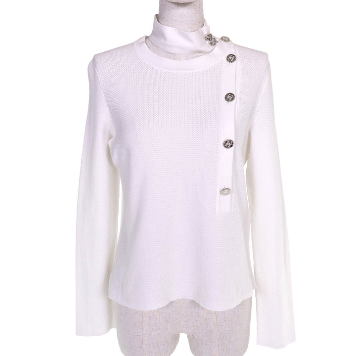Excellent CHANEL tops Rhinestone COCO Button Long Sleeve 38 22B P73461 K10553