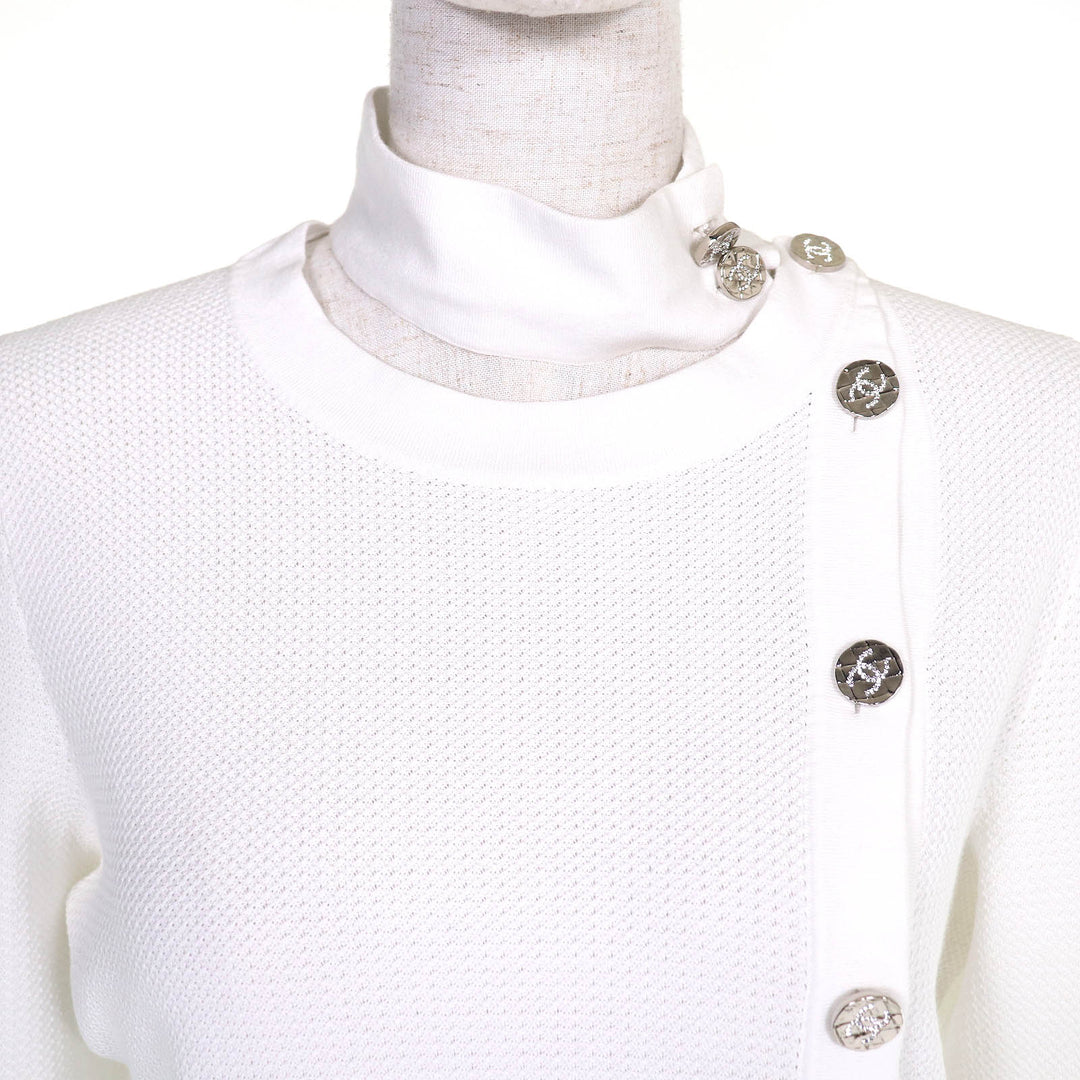 Excellent CHANEL tops Rhinestone COCO Button Long Sleeve 38 22B P73461 K10553