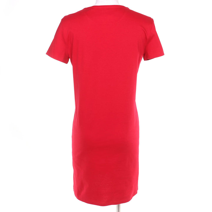 Excellent HERMES one piece Pocket Embroidery Crew Neck Short Sleeve Red 34
