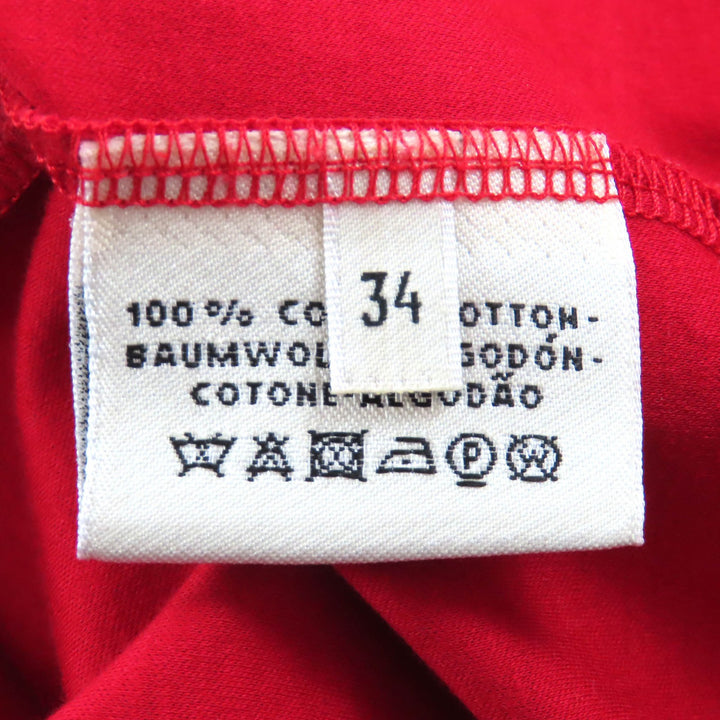 Excellent HERMES one piece Pocket Embroidery Crew Neck Short Sleeve Red 34