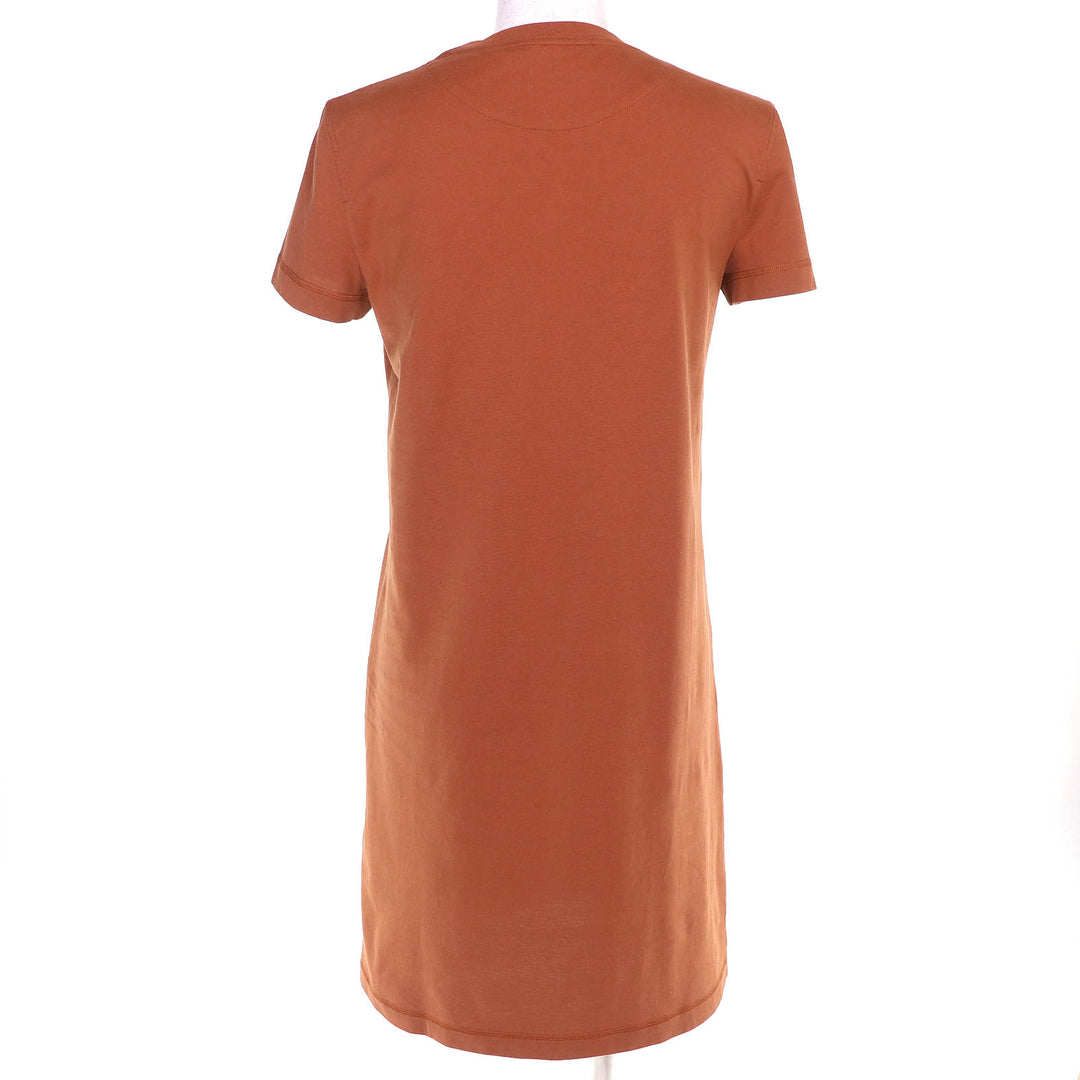 Excellent HERMES one piece H embroidered pocket short sleeves Brown 34 3H4508DL