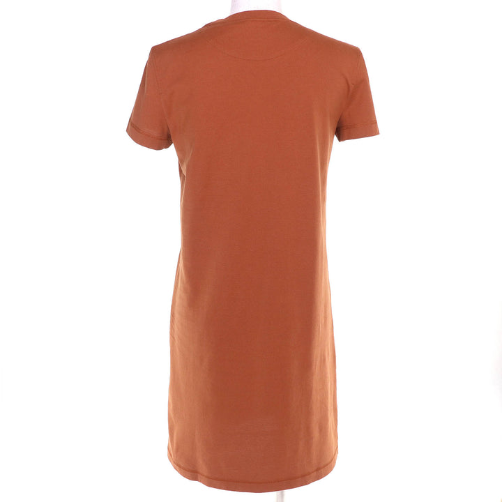 Excellent HERMES one piece H embroidered pocket short sleeves Brown 34 3H4508DL