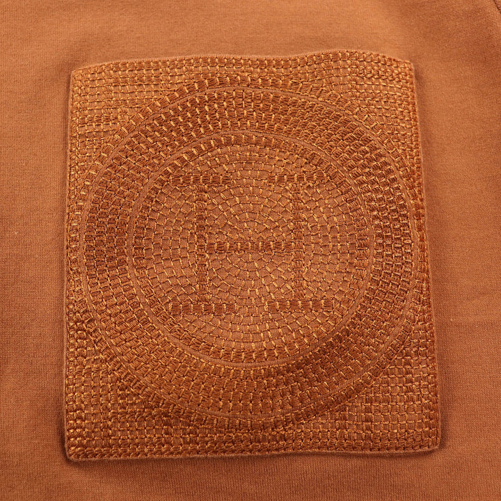 Excellent HERMES one piece H embroidered pocket short sleeves Brown 34 3H4508DL