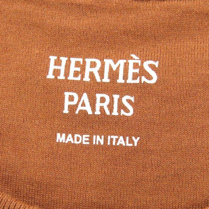 Excellent HERMES one piece H embroidered pocket short sleeves Brown 34 3H4508DL