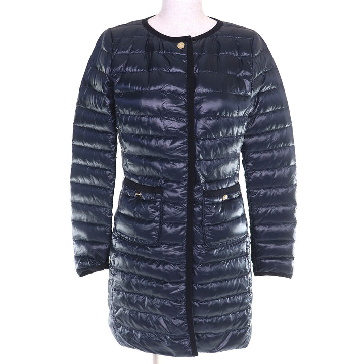 Excellent Herno down coat With logo no collar light Navy Women 38 PI1055D-12017