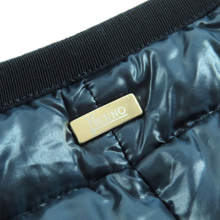 Excellent Herno down coat With logo no collar light Navy Women 38 PI1055D-12017