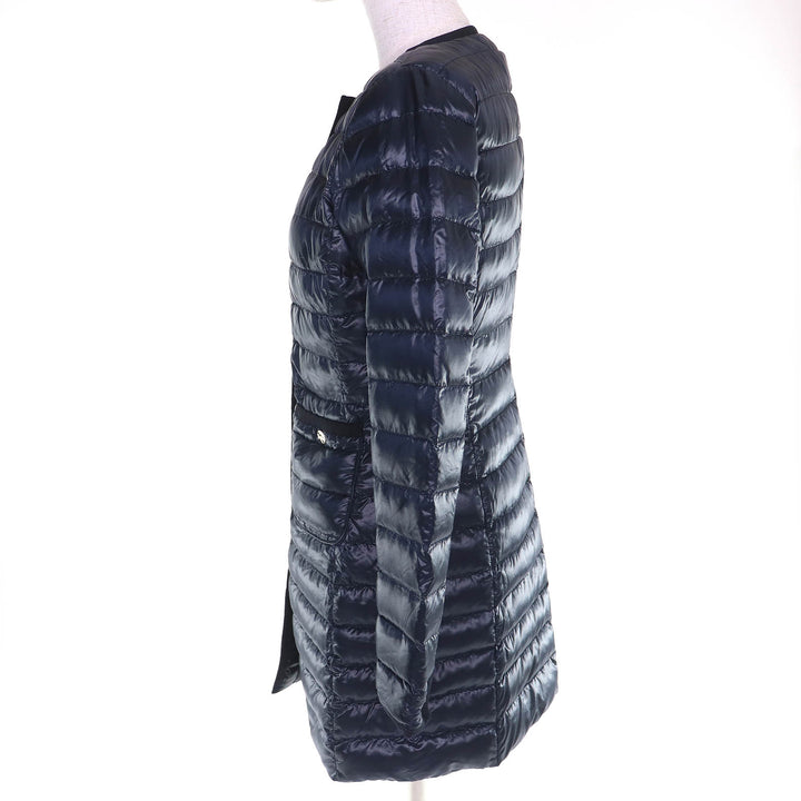 Excellent Herno down coat With logo no collar light Navy Women 38 PI1055D-12017