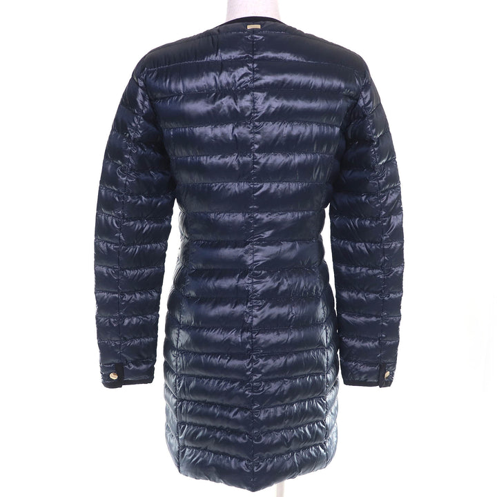 Excellent Herno down coat With logo no collar light Navy Women 38 PI1055D-12017