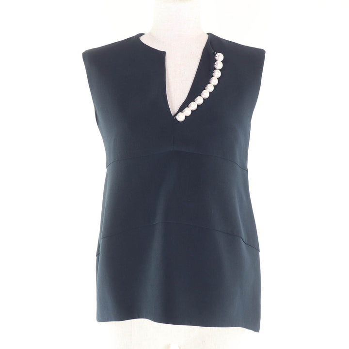 Excellent YOKO CHAN blouse Navy polyester Women 36 YCB-218-092
