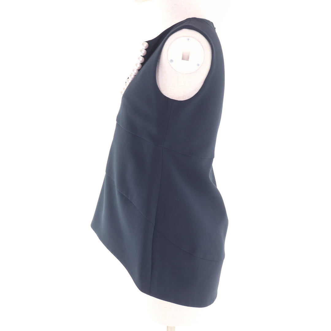 Excellent YOKO CHAN blouse Navy polyester Women 36 YCB-218-092