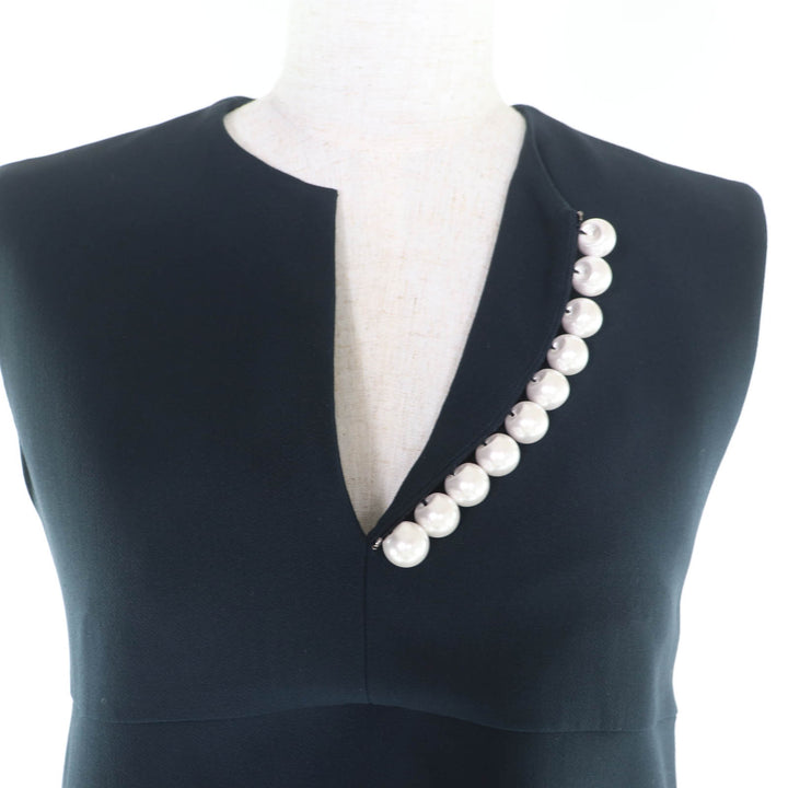 Excellent YOKO CHAN blouse Navy polyester Women 36 YCB-218-092