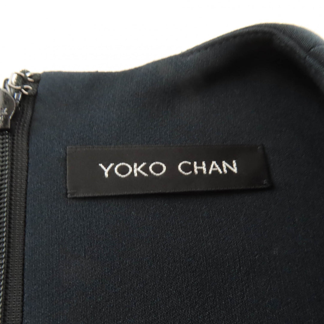 Excellent YOKO CHAN blouse Navy polyester Women 36 YCB-218-092