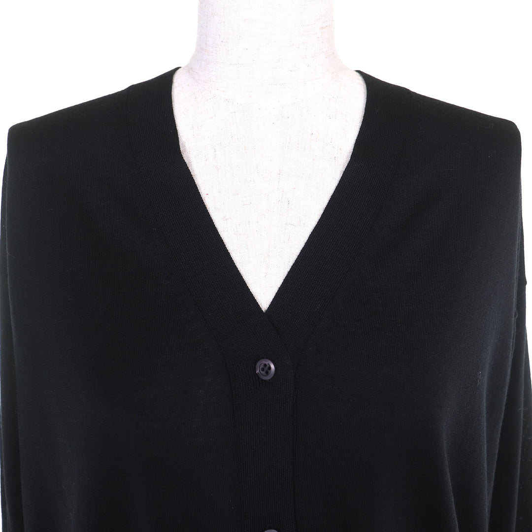 Pristine PRADA cardigan V-neck long sleeve knit black Virginwool Women 46 DNA00S