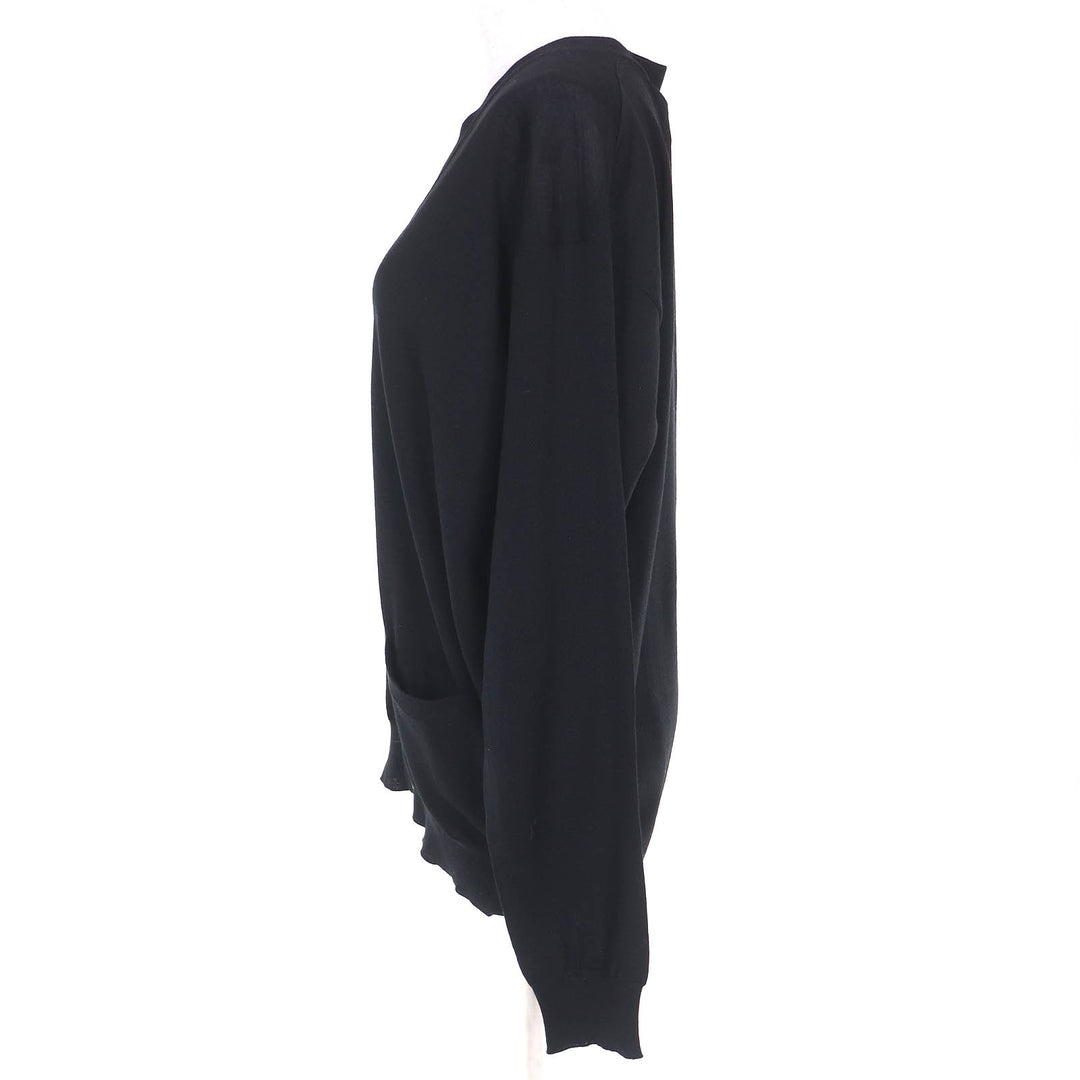 Pristine PRADA cardigan V-neck long sleeve knit black Virginwool Women 46 DNA00S