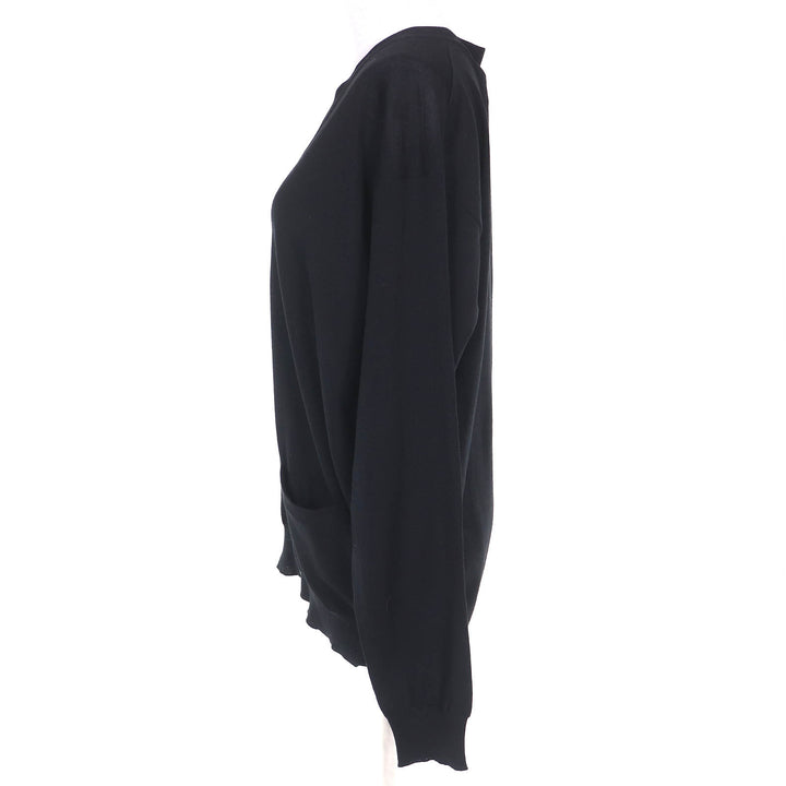 Pristine PRADA cardigan V-neck long sleeve knit black Virginwool Women 46 DNA00S