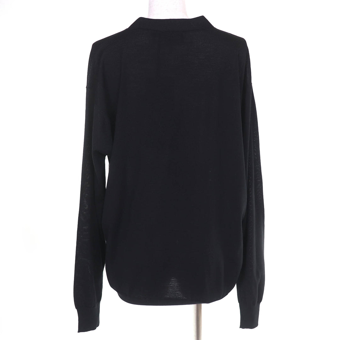Pristine PRADA cardigan V-neck long sleeve knit black Virginwool Women 46 DNA00S