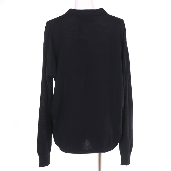 Pristine PRADA cardigan V-neck long sleeve knit black Virginwool Women 46 DNA00S