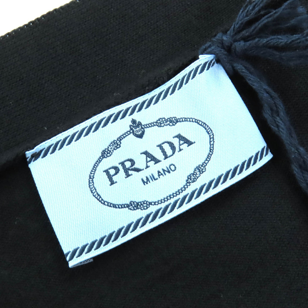 Pristine PRADA cardigan V-neck long sleeve knit black Virginwool Women 46 DNA00S