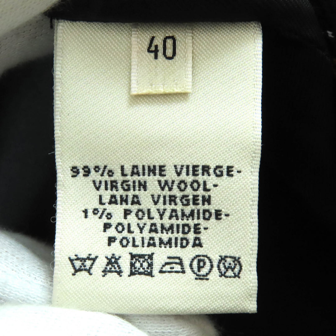 Excellent HERMES Mini skirt Check Pattern Trapezoid black wool Women 40