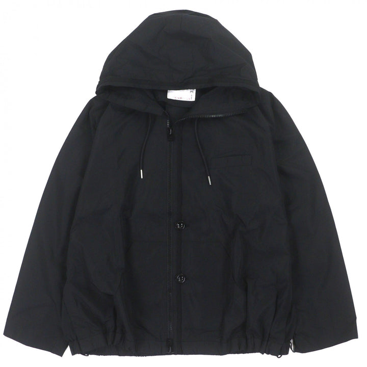 Pristine Sacai mountain hoodie Taffeta Blouson black polyester mens 1 24-03399M
