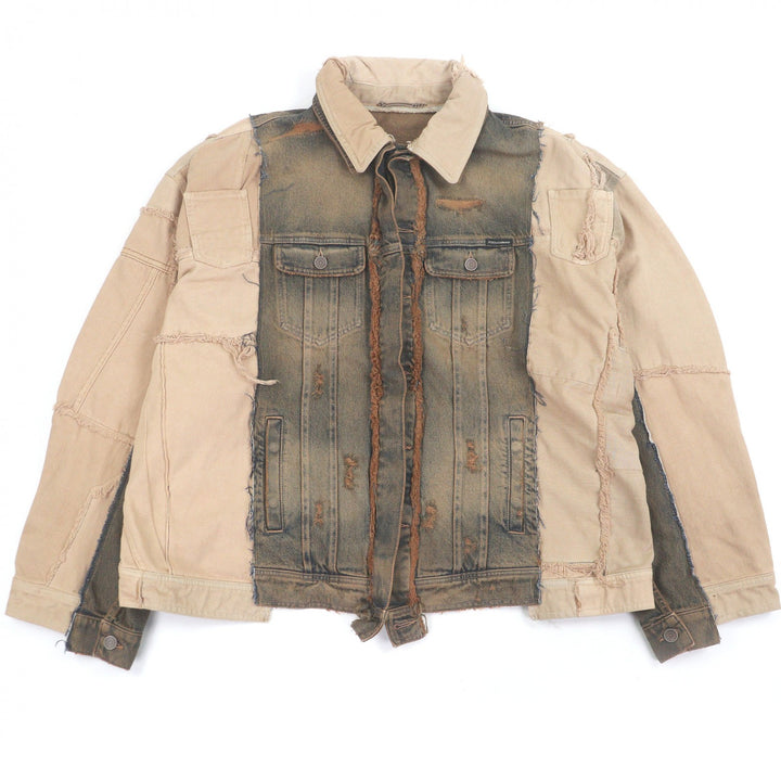 Pristine DOLCE&GABBANA Denim Jacket patchwork beige cotton mens 44 G9ZG9D
