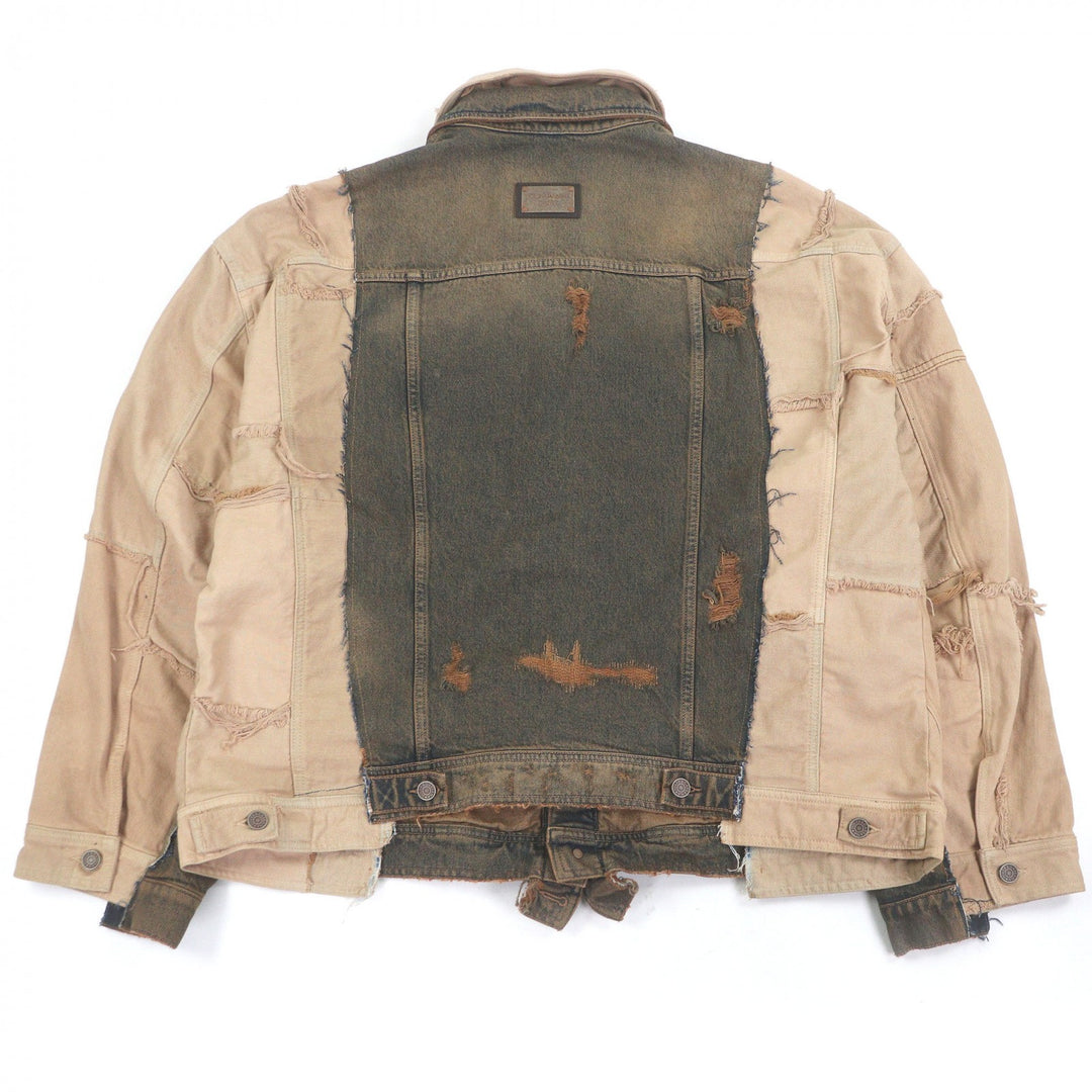 Pristine DOLCE&GABBANA Denim Jacket patchwork beige cotton mens 44 G9ZG9D