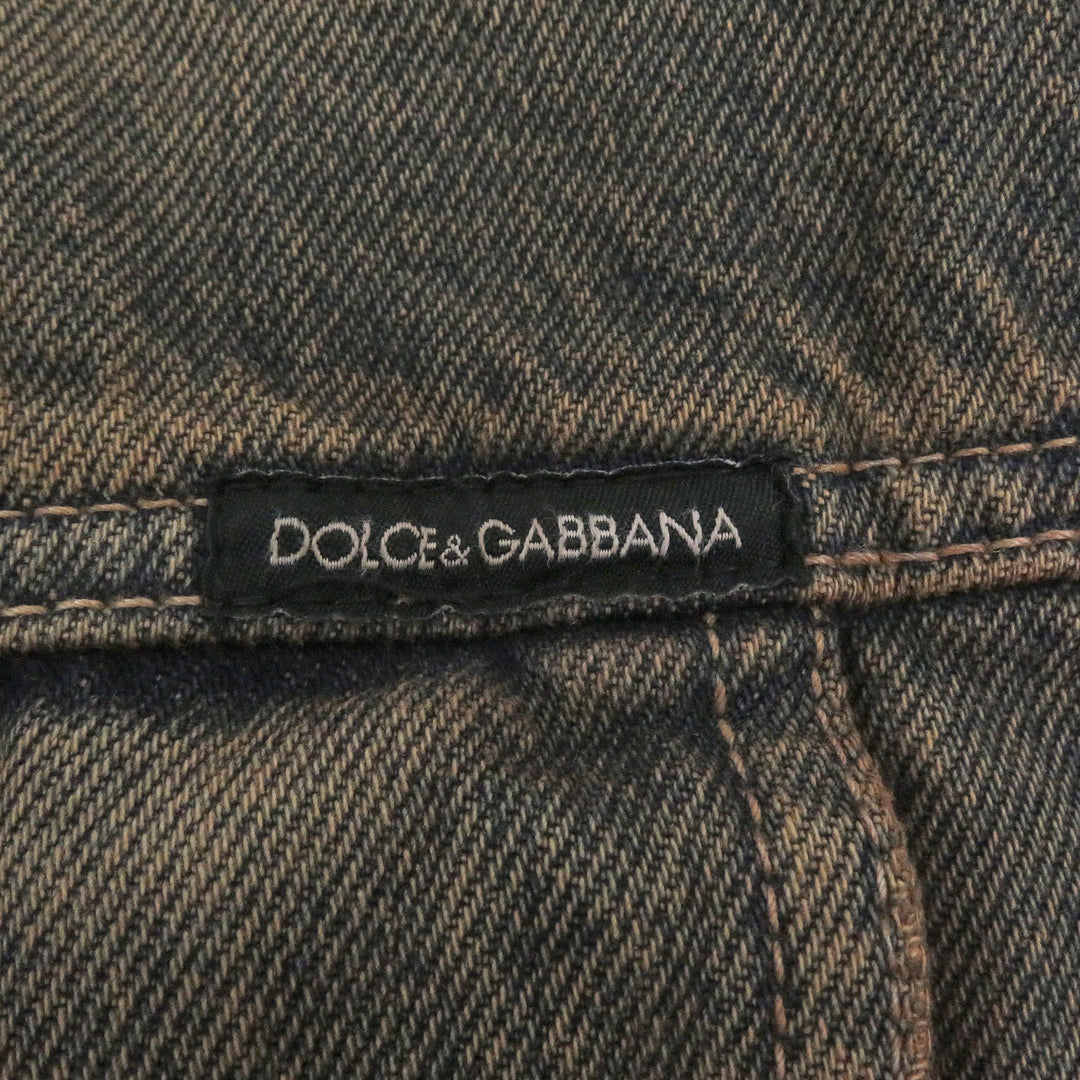 Pristine DOLCE&GABBANA Denim Jacket patchwork beige cotton mens 44 G9ZG9D