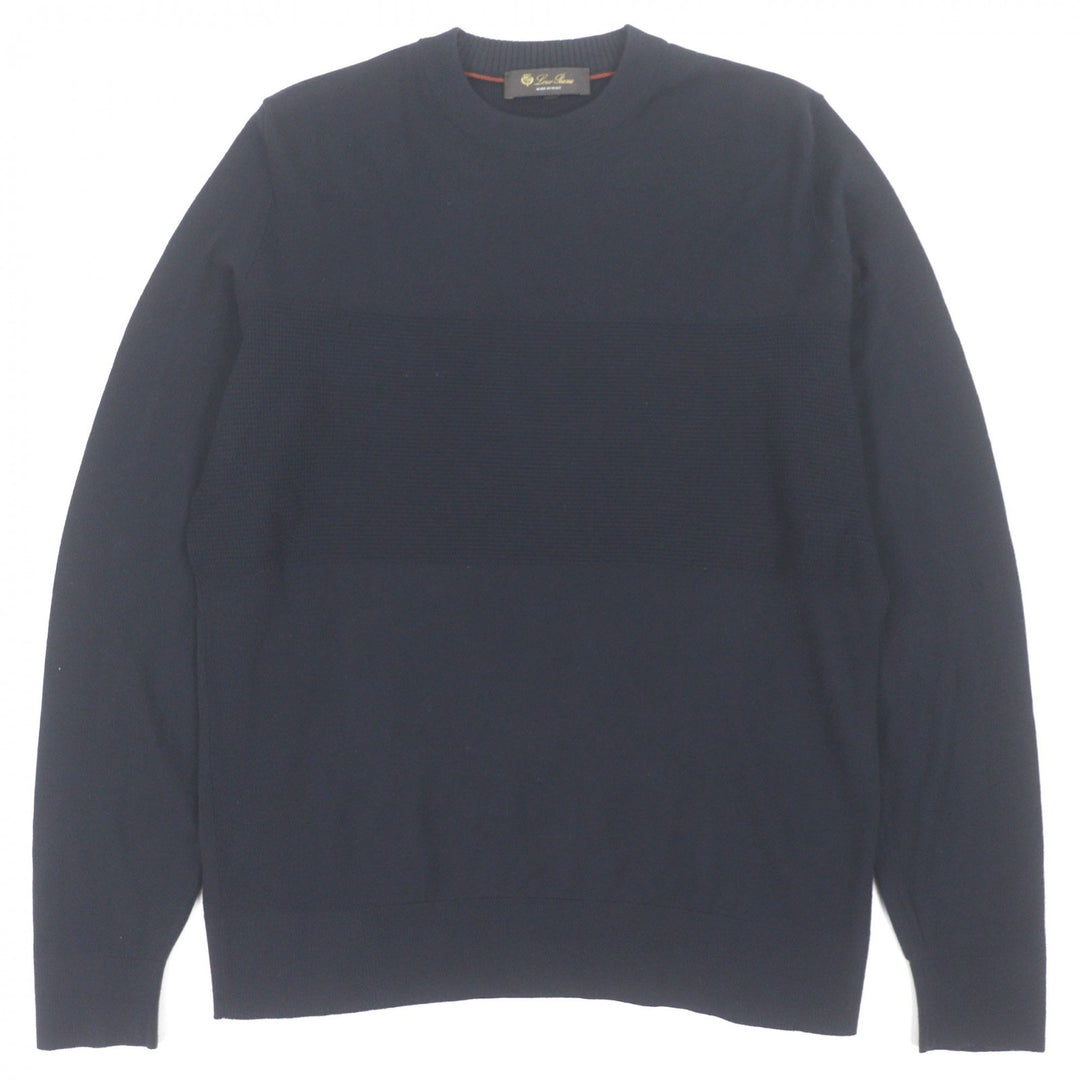 Excellent Loro Piana sweater Navy wool mens S FAL2387