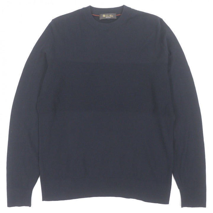 Excellent Loro Piana sweater Navy wool mens S FAL2387