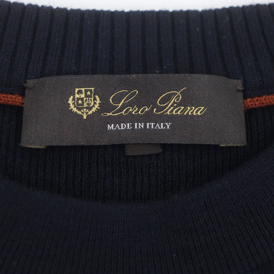 Excellent Loro Piana sweater Navy wool mens S FAL2387