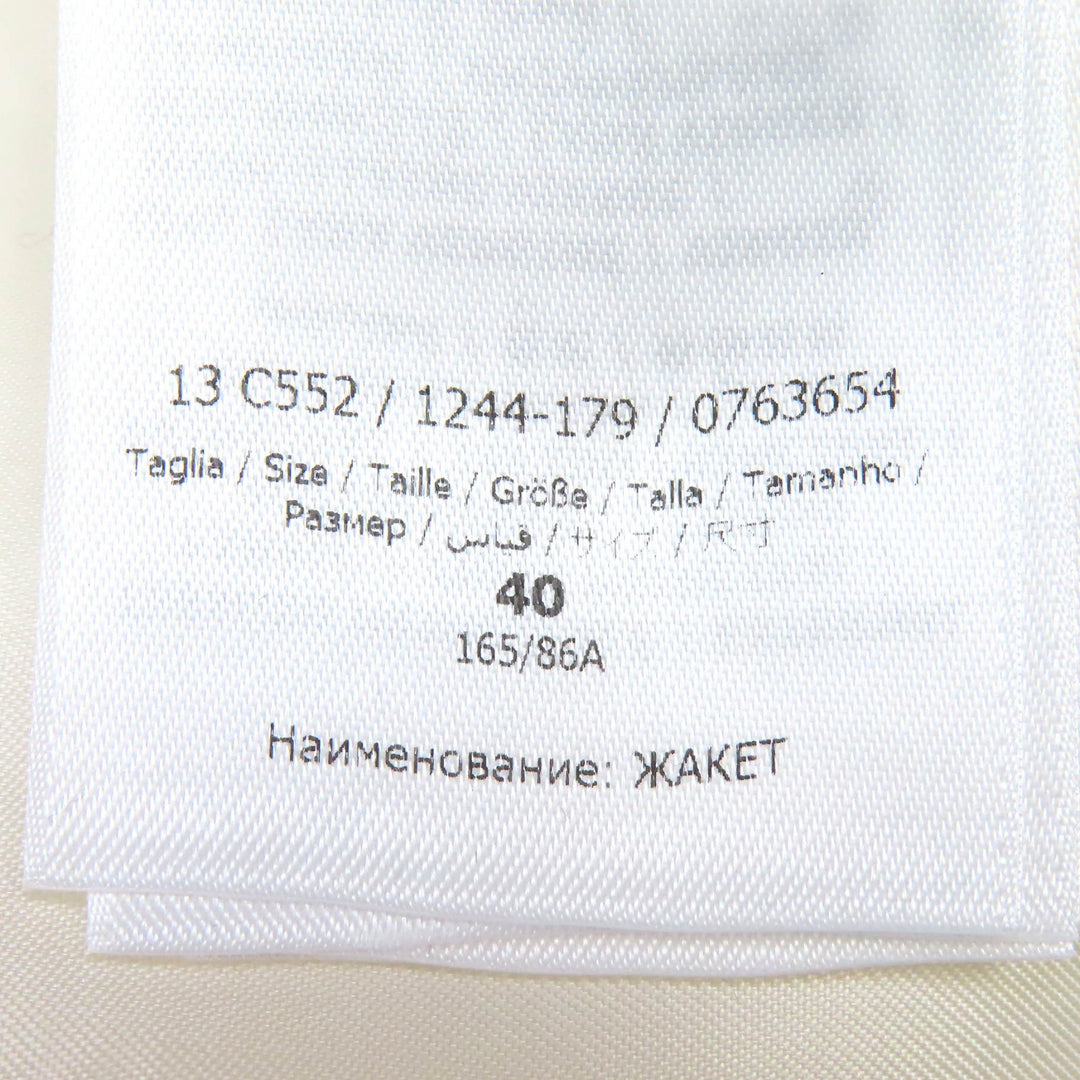Excellent FERRAGAMO Logo Button Satin Switch Wool Tweed Jacket white 40 0763654