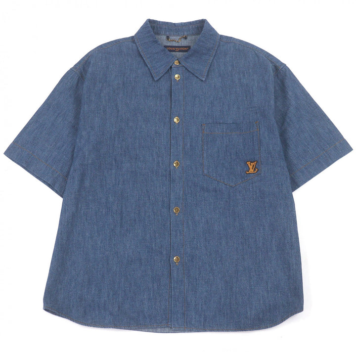 Excellent LOUIS VUITTON Short Sleeve Chambray Shirt