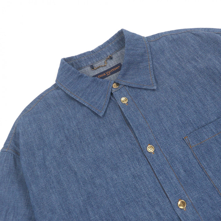 Excellent LOUIS VUITTON Short Sleeve Chambray Shirt