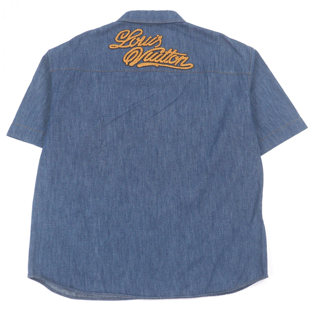 Excellent LOUIS VUITTON Short Sleeve Chambray Shirt