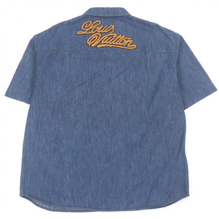 Excellent LOUIS VUITTON Short Sleeve Chambray Shirt